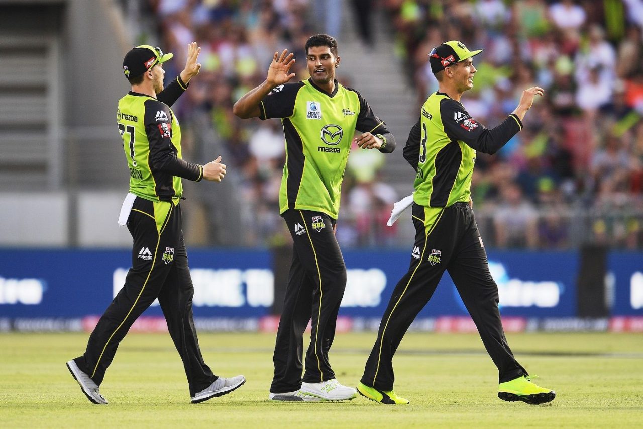 Gurinder Sandhu Celebrates The Wicket With His Teammates