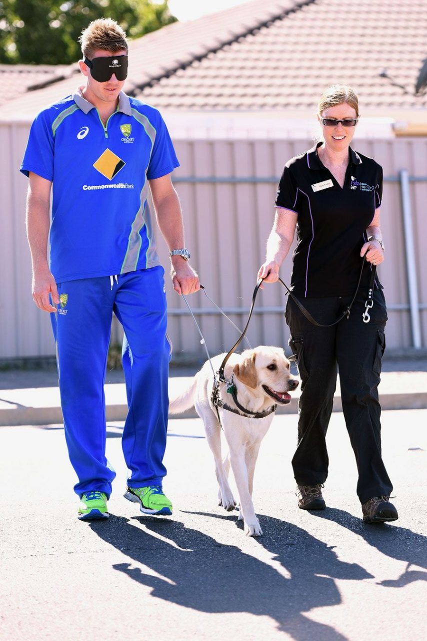 James Faulkner Walks With A Guide Dog