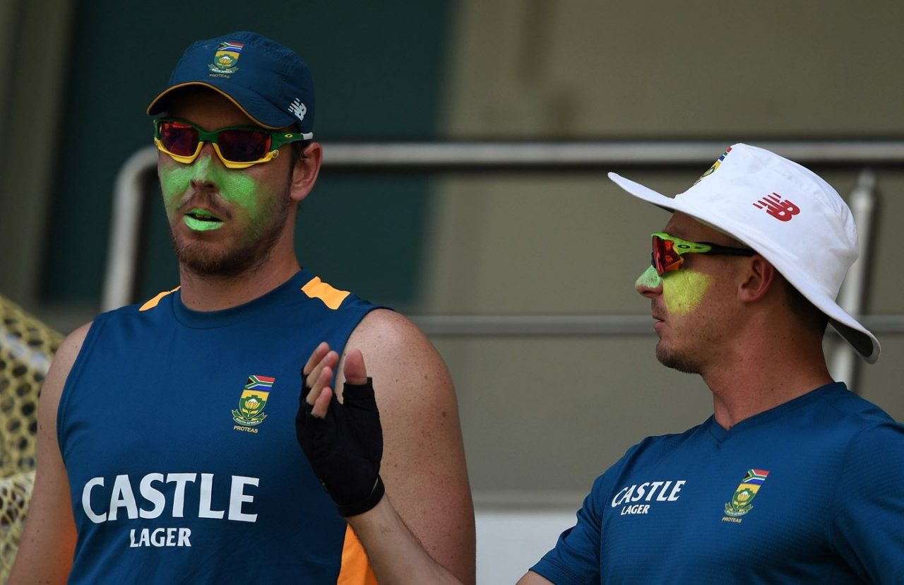 Kyle Abbott And Dale Steyn At Practice Session