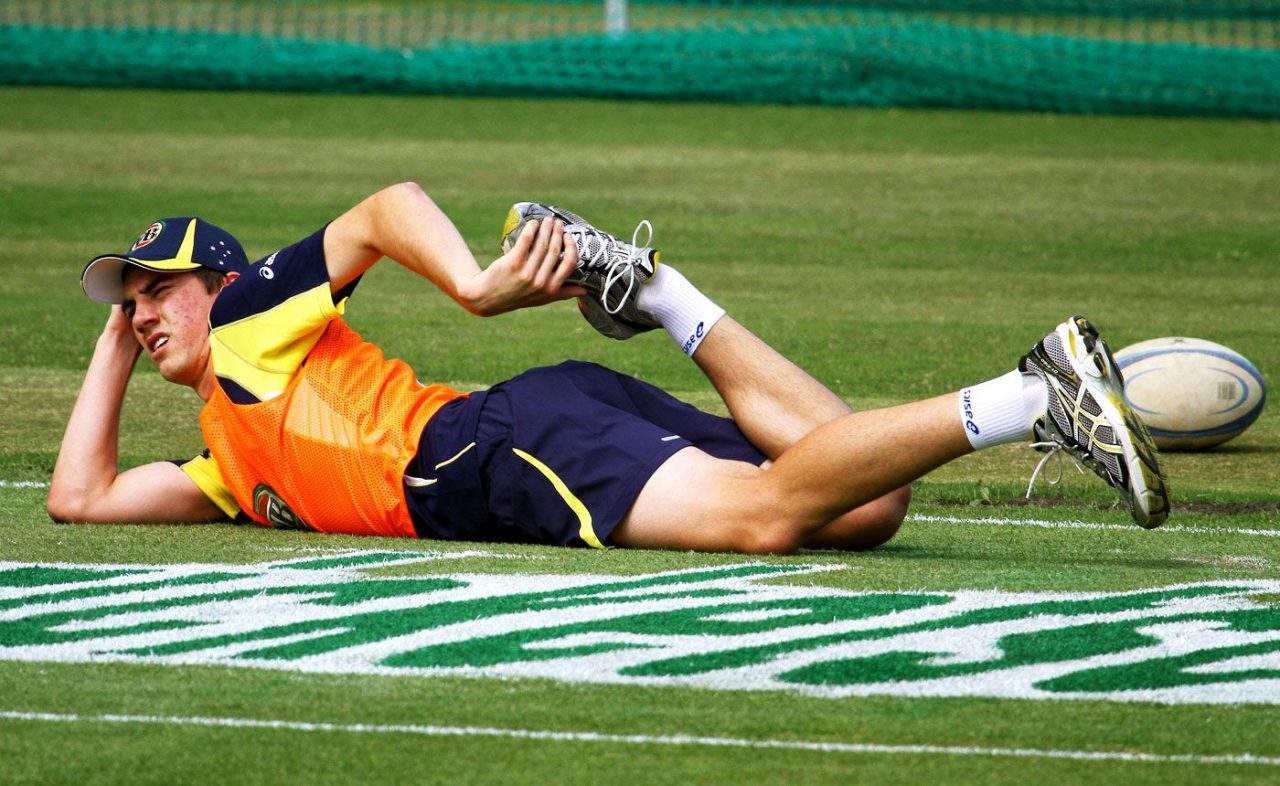 Pat Cummins Stretches During Training