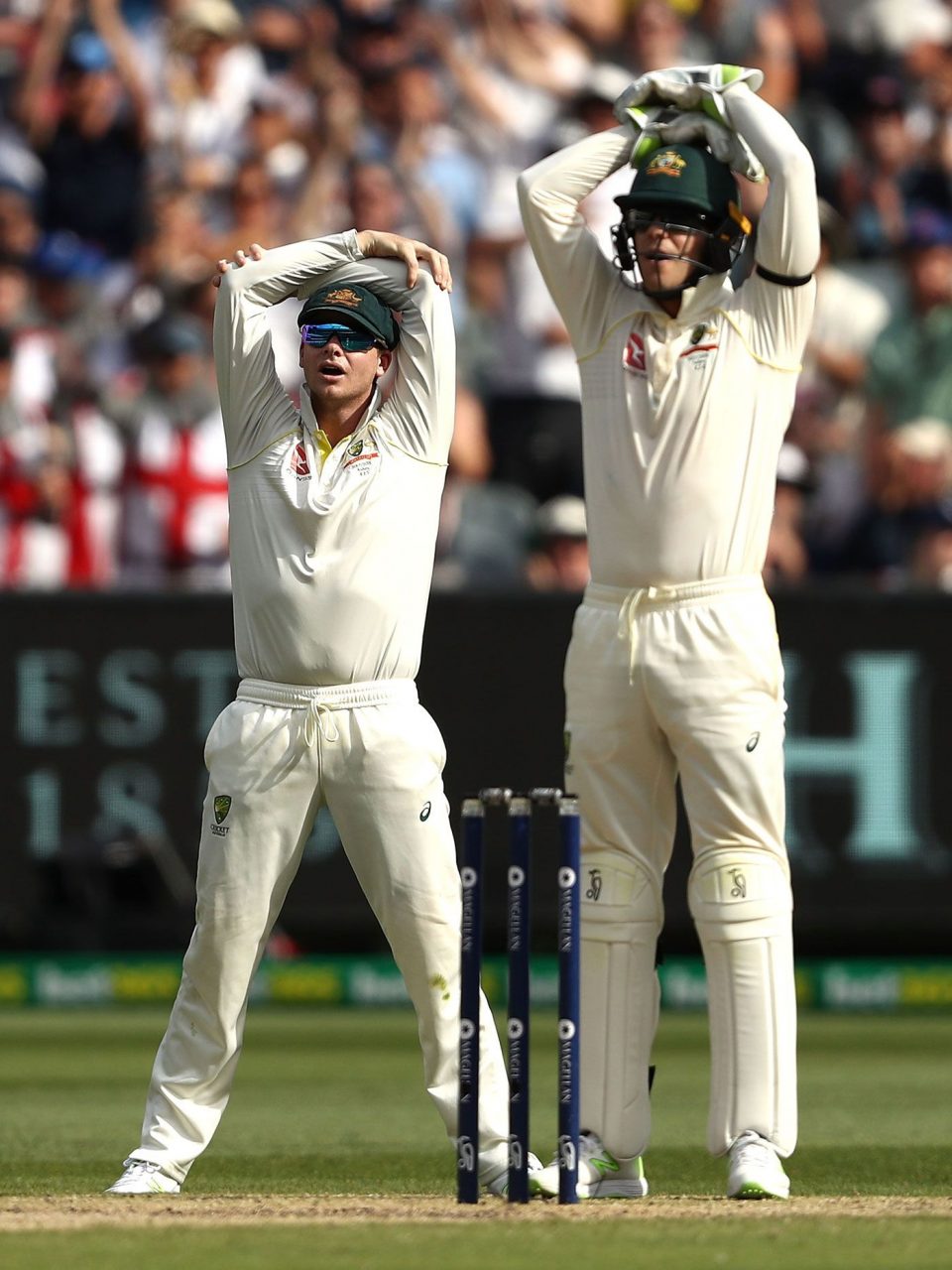 Steven Smith And Tim Paine React In The Field