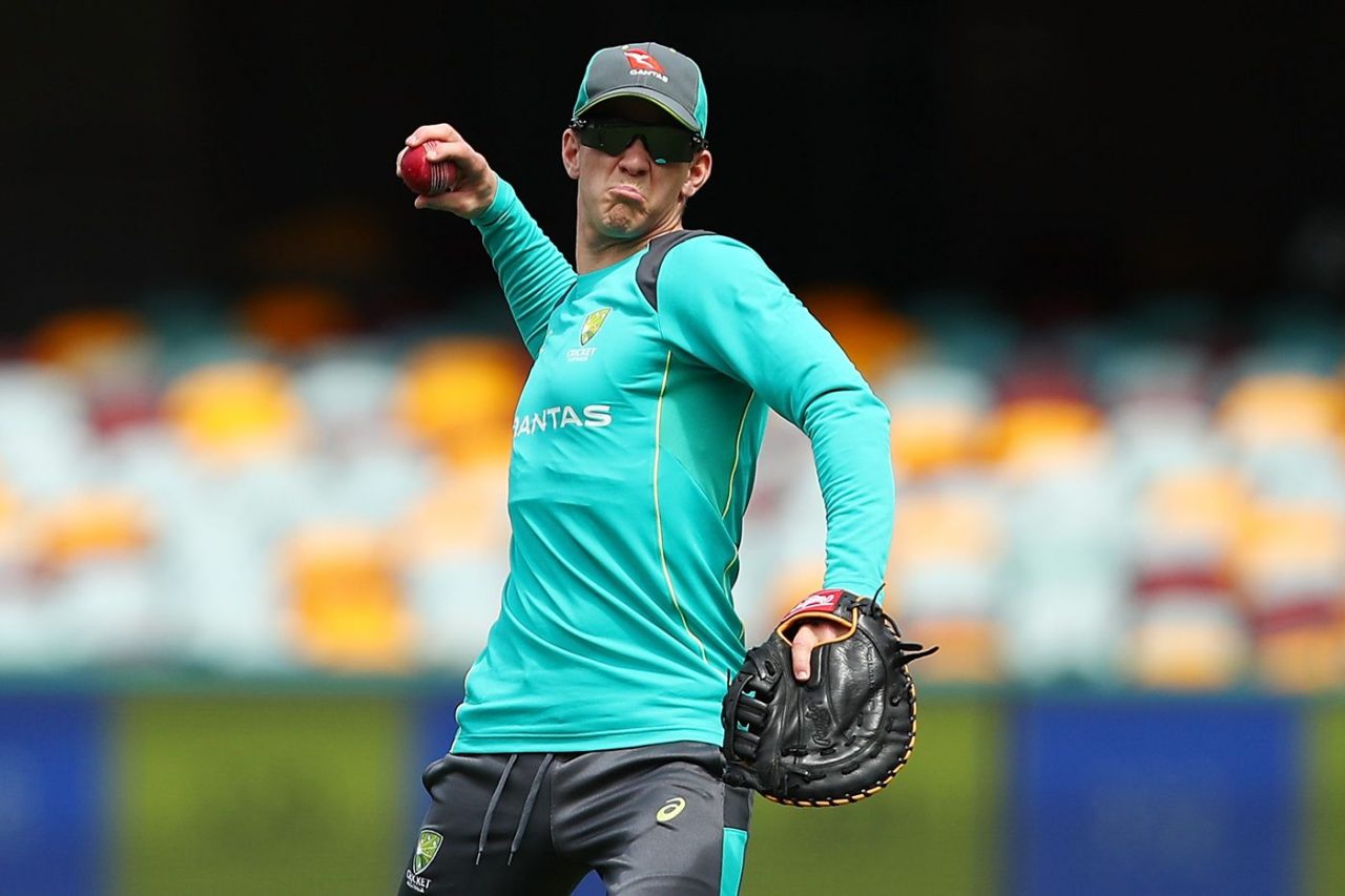 Tim Paine Throws A Ball During Training