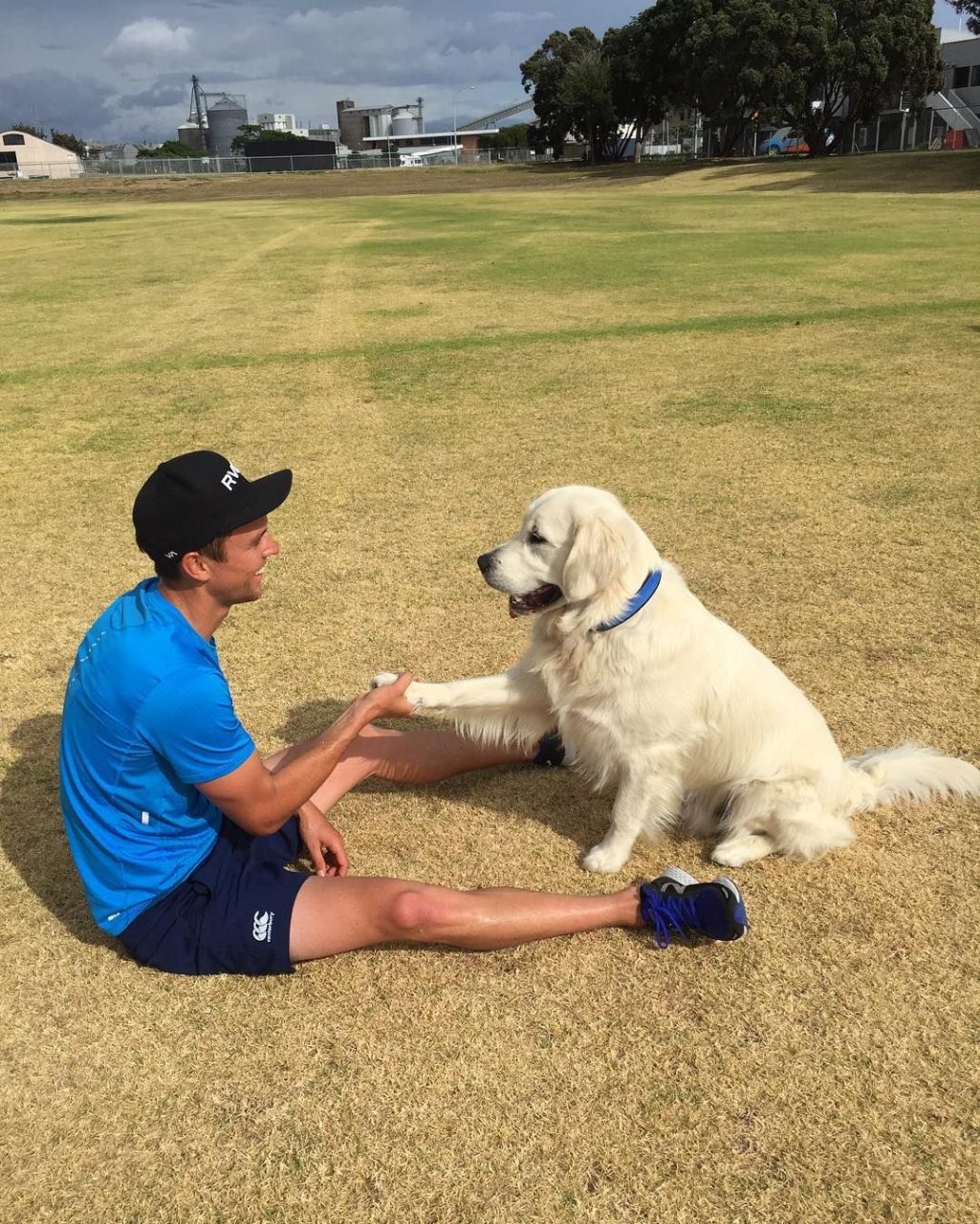 Trent Boult With His Pet Dog