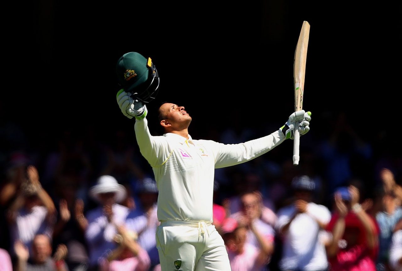 Usman Khawaja Celebrates His Century