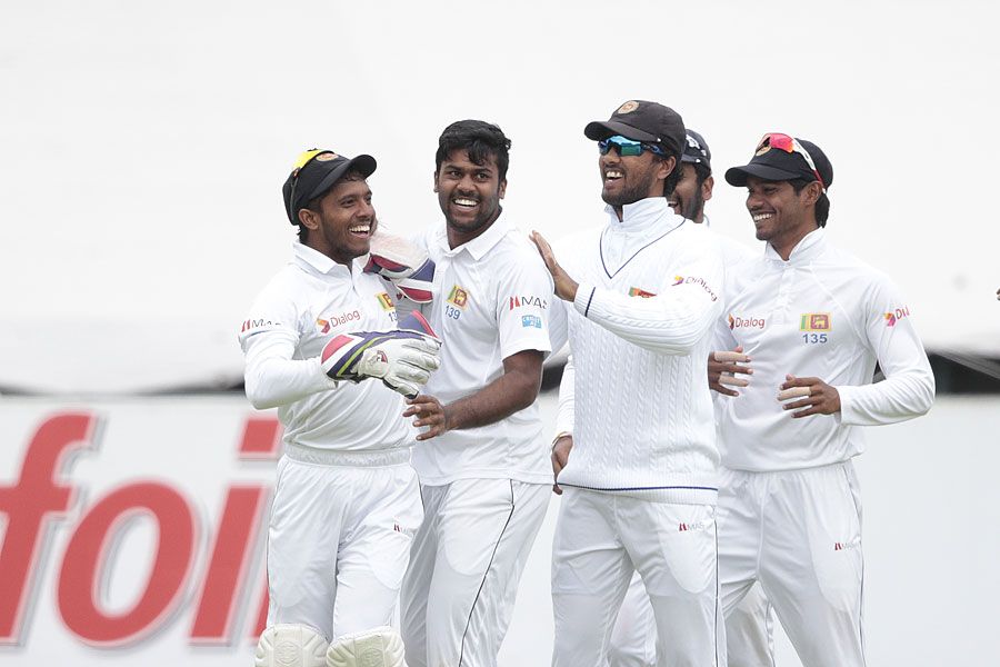 Lahiru Kumara And His Teammates Celebrate A Wicket