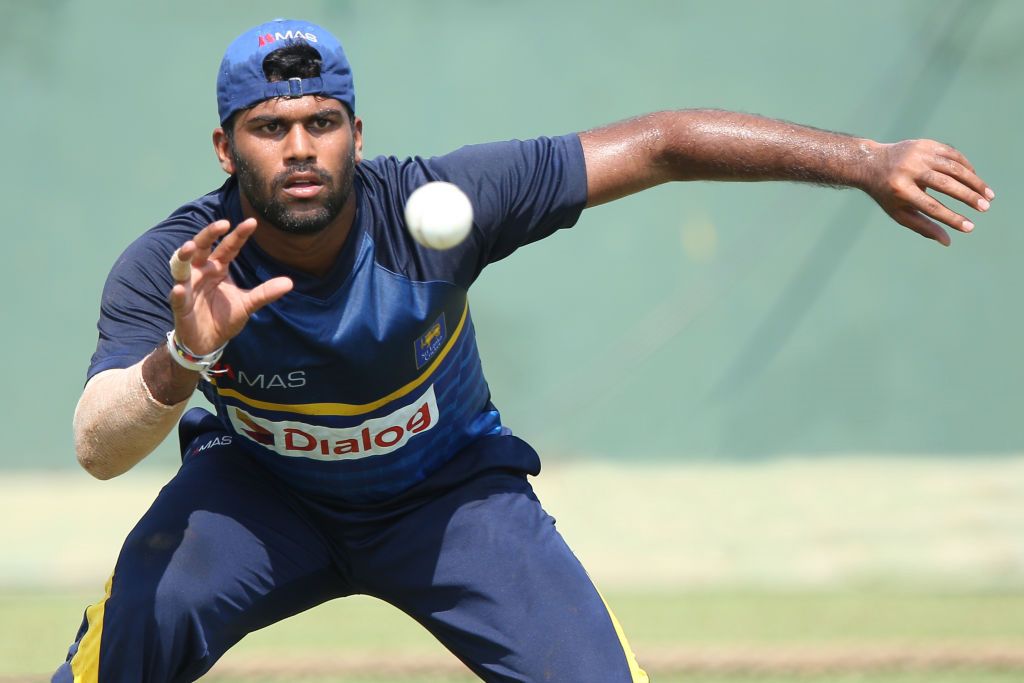Lahiru Kumara Takes A Catch During A Practice Session