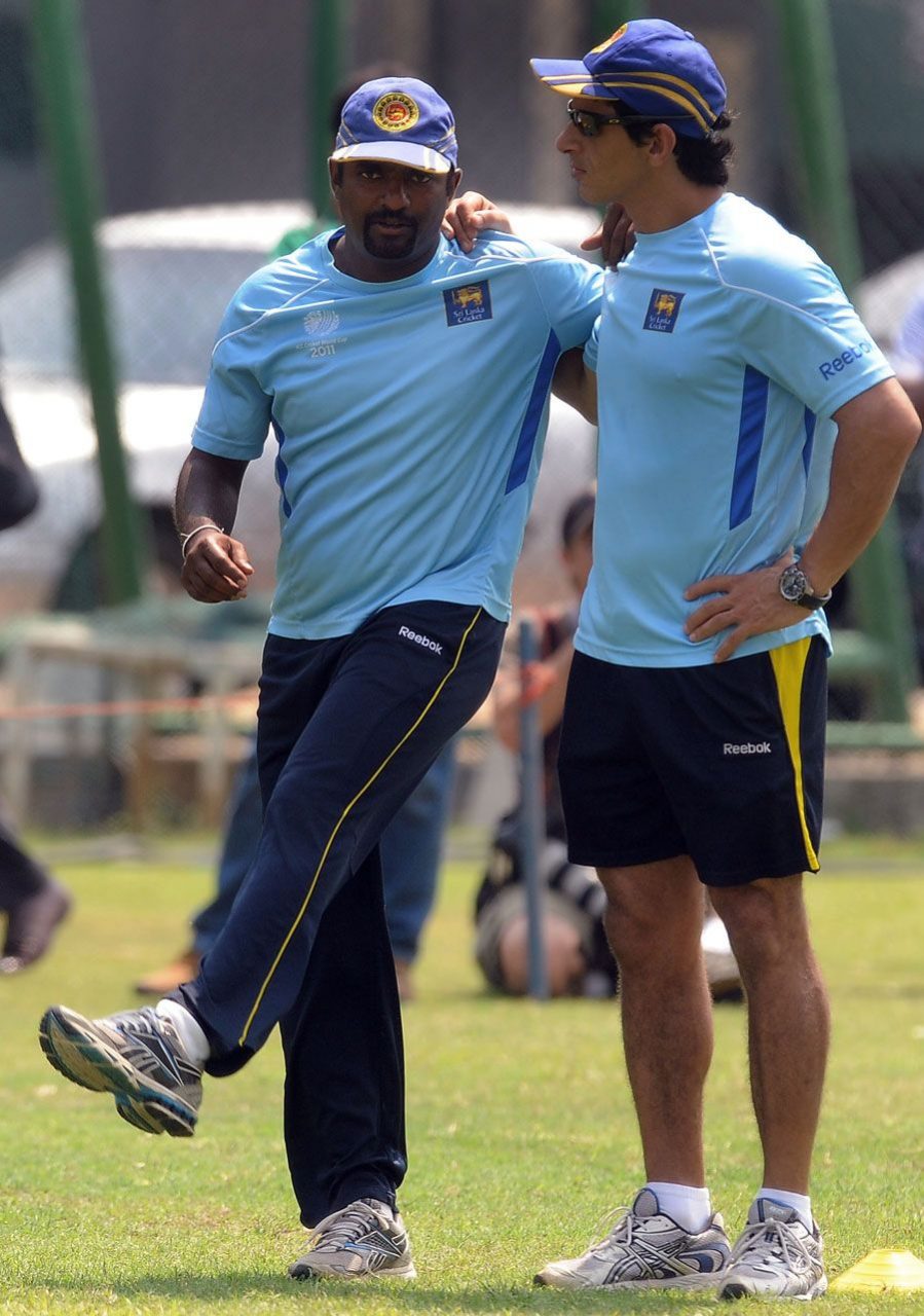 Muttiah Muralitharan Does Some Stretches In Training