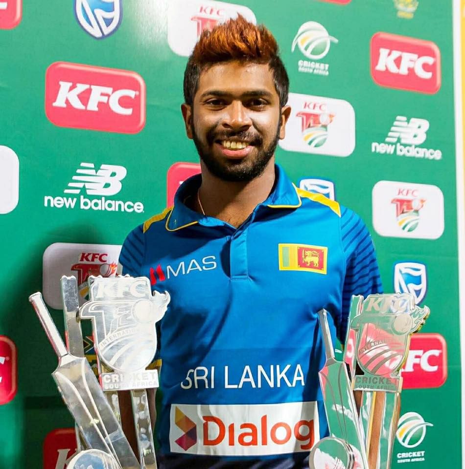 Niroshan Dickwella Poses With His Two Awards