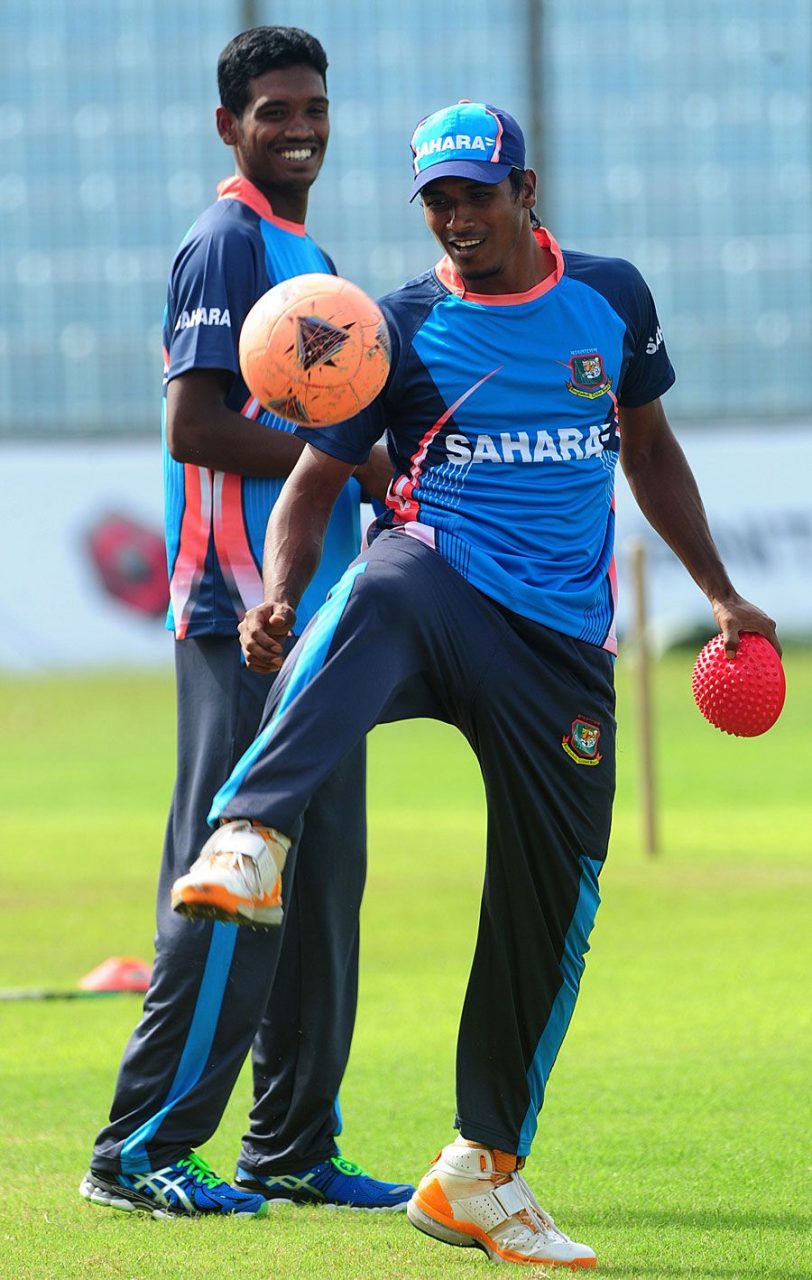 Rubel Hossain Plays Football During A Training Session