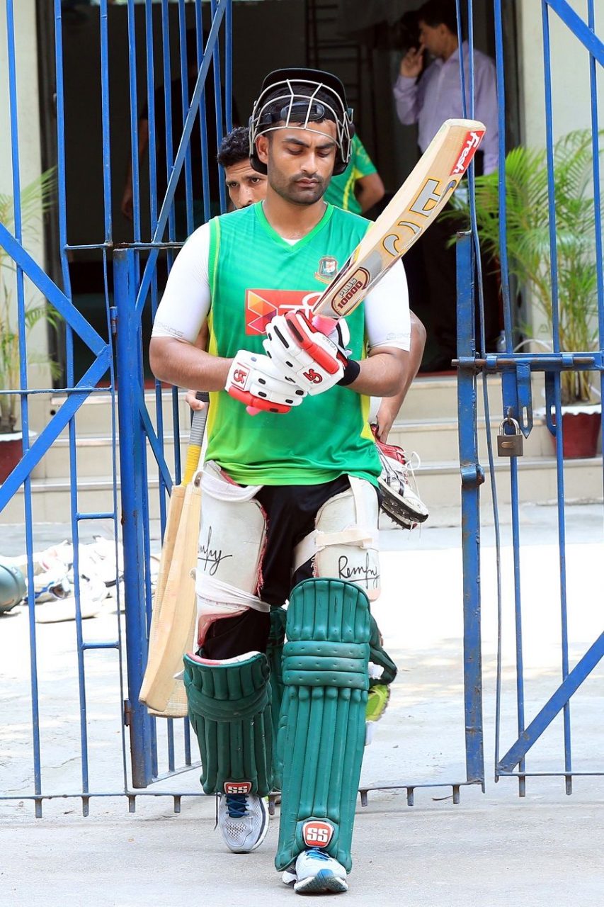 Tamim Iqbal Walks Out To Bat During Training Session